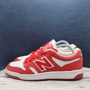 -- New Balance 480 Red White Leather Low Top Sneakers Women's 9